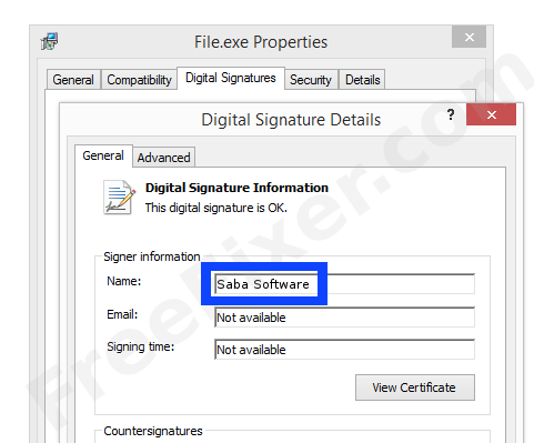 Screenshot of the Saba Software certificate